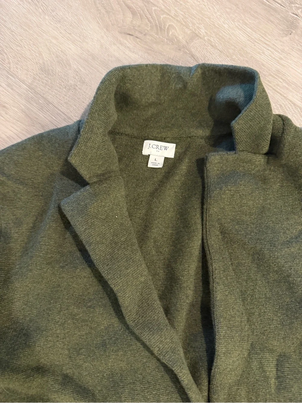 I crew woman’s olive green sweater blazer jacket size large like new